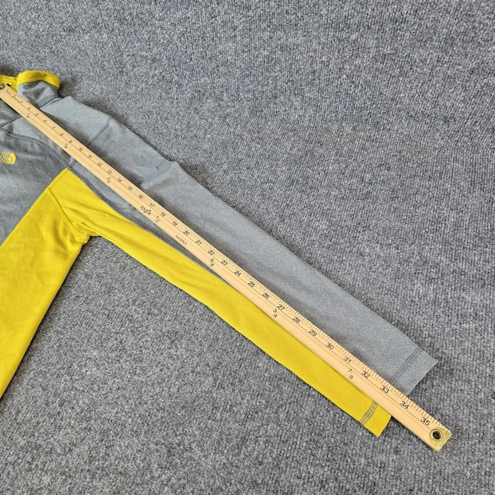 The North Face Pullover Shirt Mens Large Gray Yellow 1/4 Zip Hiking Long Sleeve